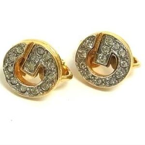 Givenchy Gold-Tone Crystal Circle Clip-On Earrings - Clear Rhinestones